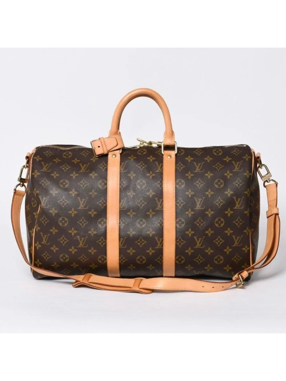 Louis Vuitton Boston Bag Keepall Bandouliere 45 Monogram Brown Gold